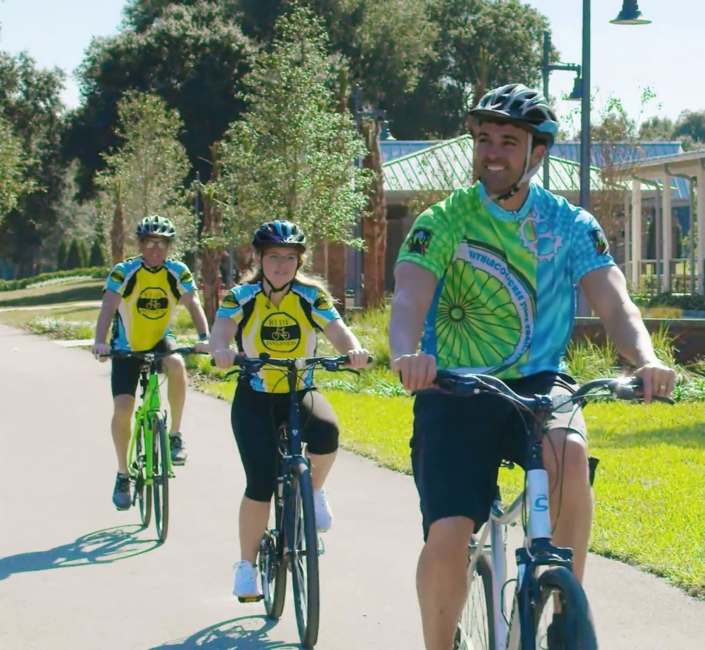 people biking